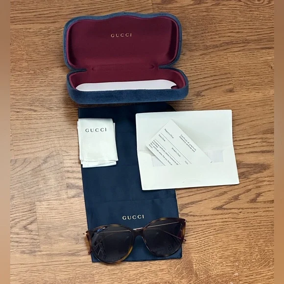 Authentic NWT Gucci Cat Eye Sunglasses in Havana/Red Shade - Picture 5 of 16